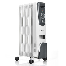 1500W Electric Oil Filled Radiator Space Heater 5.7 Fin Thermostat with Wheels - £112.70 GBP