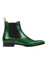 New Handmade Men&#39;s Green Leather Chelsea Boots, Men Ankle Fashion Dress ... - £128.67 GBP