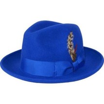 Men's Milani Wool Fedora Hat Soft Crushable Lined FD219 Royal Blue image 3