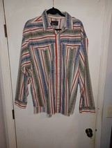 Vintage Panhandle Slim Western Shirt Men&#39;s XL Red Blue Stripped Button U... - $25.00