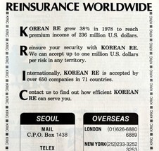 Korean Reinsurance Company KRIC 1979 Advertisement Vintage Security DWKK5 - £19.69 GBP