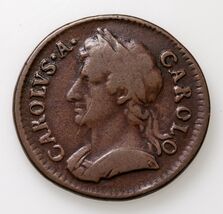 1674 Great Britain Farthing Coin in Fine + Condition KM# 436.1 - $191.13