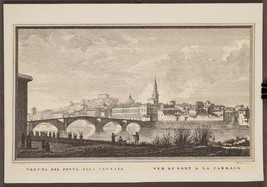 Vintage Veduta Del Ponte Alla Carraia Vue Du Pont Lithographie Tob - £31.95 GBP