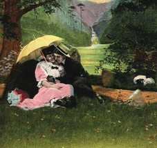 c1906 Bamforth Co Lovers Beautiful Scenery Quote England Art Nouveau Postcard - £17.48 GBP