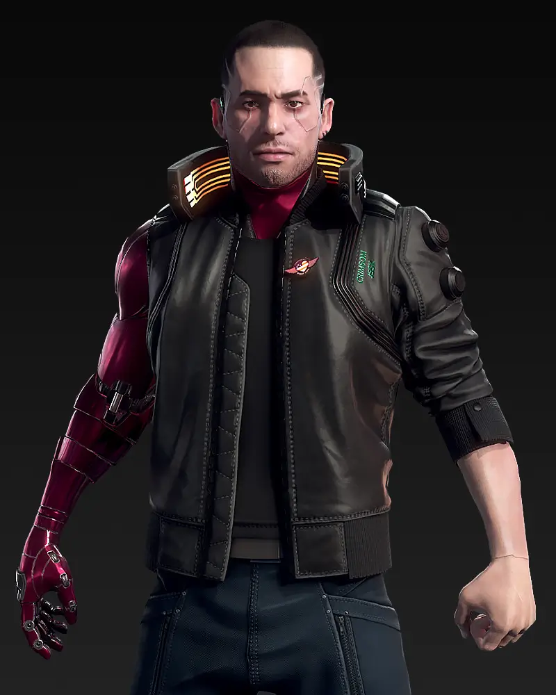 Night City Dreamer Cyberpunk 2077 Black Bomber Leather Jacket
