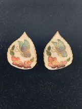 Vintage Unbranded Enamel Butterfly Flower Teardrop Earrings KG - £9.52 GBP