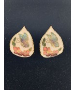 Vintage Unbranded Enamel Butterfly Flower Teardrop Earrings KG - £9.33 GBP