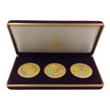 VTG Enesco Precious Moments Collectors Club Enameled 3 Coin Set Girl Ted... - $12.86
