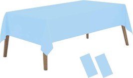 Light Blue Disposable Plastic Tablecloth 2 Pack 54&quot;x 108&quot; Rectangle Table Covers - £15.71 GBP