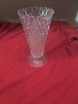 Vintage Footed Pressed Glass Celery Vase with Diamond Pattern 8&quot;   - $14.85