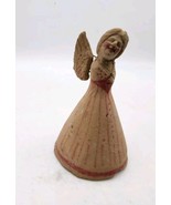 Vtg Wooded Angel Bell Hanging Christmas Ornament - $12.32 CAD