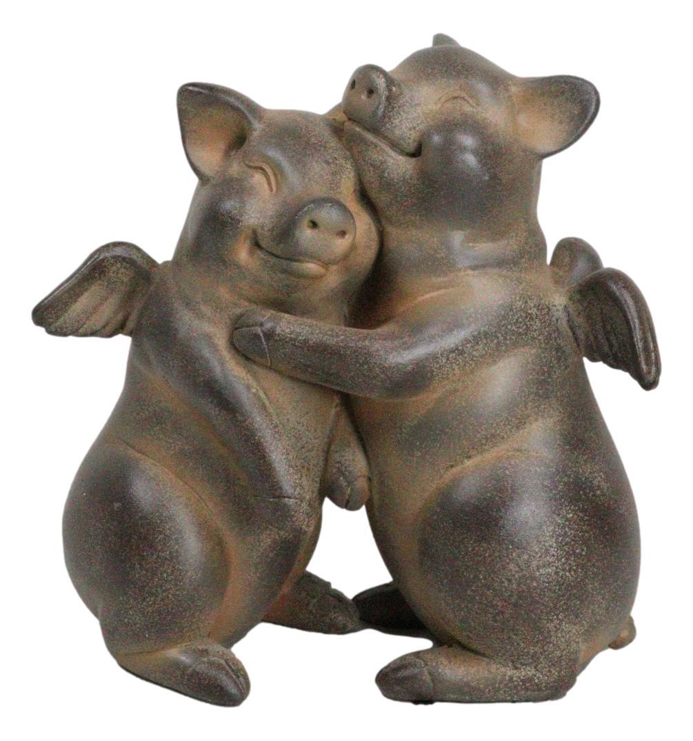 Rustic Country Hog Heavens Whimsical Angel Winged Pig Couple Dancing Fig... - $22.99