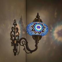 LaModaHome Turkish Lamp Colorful Mosaic Glass Decorative Bronze Wall Lamp for Li - £41.42 GBP