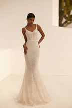 Mermaid Wedding Dress with Detachable Train &amp; Bodice in Beaded Sparkling... - £417.82 GBP