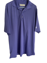 Donald Ross Mens Purple Three Button Striped Short Sleeve Polo Shirt Siz... - $39.27