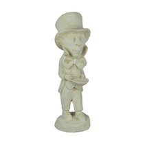 Mad Hatter Alice in Wonderland Antiqued White Finish Solid Cement Statue 19 Inch - £93.44 GBP