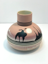 Lone Warrior Native American Pottery Pink White and Black Vase Signed Lyn Navajo - £19.45 GBP