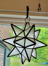 Vintage Large Glass Metal Star Half Wall Hanger Hand Made Crafted Froste... - £29.31 GBP