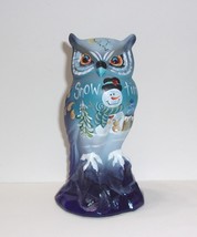 Fenton Glass Cobalt Blue Snow Time Snowman Owl Figurine Kim Barley Ltd Ed #34/39 - £193.21 GBP