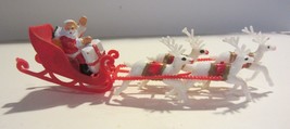 Vintage Plastic Santa Sleigh with 4 Reindeer Christmas Decor - $31.02