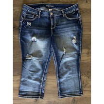 Maurices Capri Jeans Distressed Dark Wash Denim Blue Cropped Women&#39;s Size 18 - £11.52 GBP