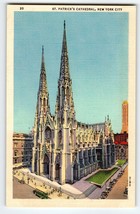 St. Patrick&#39;s Cathedral Building New York City Postcard Linen Curt Teich NYC - £6.98 GBP