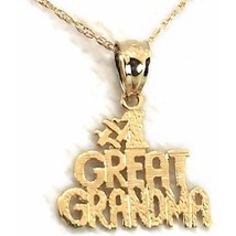 #1 Great Grandma Charm 16.5mm &amp; 18&quot; Chain 14k Gold - $106.02