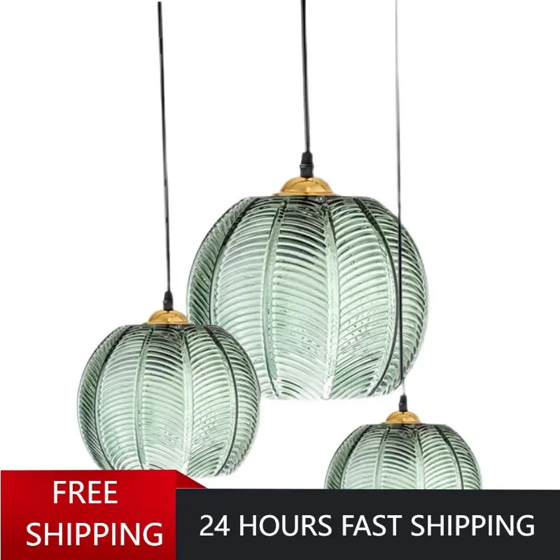 Modern Green Glass Pendant Light for Bedroom Kitchen Dining Room Restaur... - $51.87+