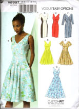 Vogue Easy Options V8997 Misses V-Neck Dresses Size 14 to 22 Sewing Pattern - $17.30