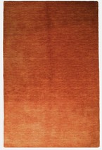 Solid Rust Automn Tone Hand-Knotted 5x8 Red Modern Wool Rug - £362.13 GBP