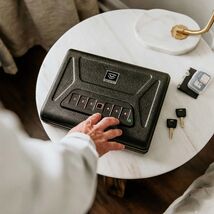 HOME SAFE BOX SECURITY KEY SMALL PORTABLE BIOMETRIC SMART COMBINATION GU... - $231.65