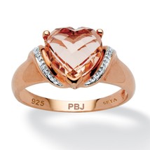 Heart Cut Morganite Rose Gold Sterling Silver Sweetheart Ring 6 7 8 9 10 11 12 - £119.89 GBP