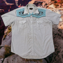 High Noon Mens Pearl Snap Western Shirt XL Blue Star Goucho Embroidered ... - $34.95