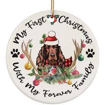 My First Christmas Irish Setter Dog With Deer Anlters Ornament Gift Tree Decor - £12.19 GBP