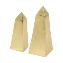 Set Of Two Gold Metal Elongated Pyramid Decor Pieces - $2,843.62 MXN