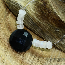 Onyx Faceted Coin Rainbow Moonstone beads Briolette Natural Loose Gemstone  - £5.16 GBP