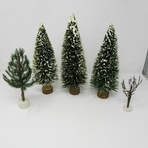 Bottle Brush Trees Christmas Village Mixed Lot of 5 trees Pine 12 inches tall - £11.57 GBP