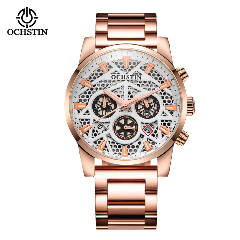 OCHSTIN The Pilot Of Craftsmanship Multi-functional Quartz Watch Fine Steel Mens