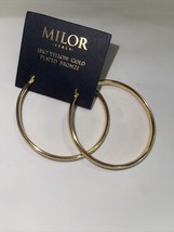Milor italy yellow 18k gold plated bronze 2&quot; hoop earrings new - £102.03 GBP