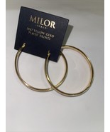 Milor italy yellow 18k gold plated bronze 2&quot; hoop earrings new - £102.07 GBP