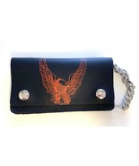 SILVER FLYING EAGLE W WINGS 6 INCH TRUCKER WALLET W CHAIN mens LEATHER #... - $24.01 CAD