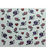 Nail Art 3D Glitter Decal Stickers Pink Purple Red Hearts Valentines Day BLE803D - $3.39