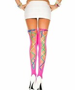 ML-4210 Sexy Gogo Dancer Rave Raver Wear Pink Thigh High w/ Rainbow Lace... - $237.95 MXN
