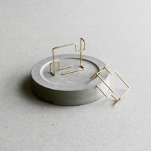 Square Earrings Handmade Minimalist Jewelry Gold Filled 925 Silver Brincos Orecc - £29.40 GBP