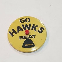 Vintage Iowa Hawkeyes Big 10 Button Go Hawks Spins to show Big 10 Opponents - $9.89