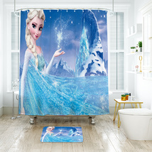 Disney Frozen Princes Elsa Shower Curtain Bath Mat Bathroom Waterproof Decorativ - £18.08 GBP+