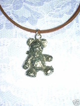 New Cute Teddy Bear Pewter Pendant 18&quot; Brown Necklace - £6.67 GBP