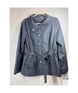 Lafayette 148 Black Jacket Silver Snaps Tie Waist Collared Womens Size 12 - $49.95