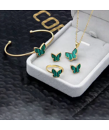 Butterfly Earrings Necklace Bracelet Ring Set Crystal Women Wedding Jewe... - £14.16 GBP