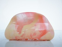 Coral pink and yellow marbled glitter hair claw clip - £11.67 GBP